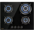 Klarstein 4-Flammen Gaskochfeld, Einbauherd für Heim & Wohnmobil, Campingkocher mit Glaskeramik, Propan- und Erdgas kompatibel, Edelstahl-Wokbrenner 8000 W