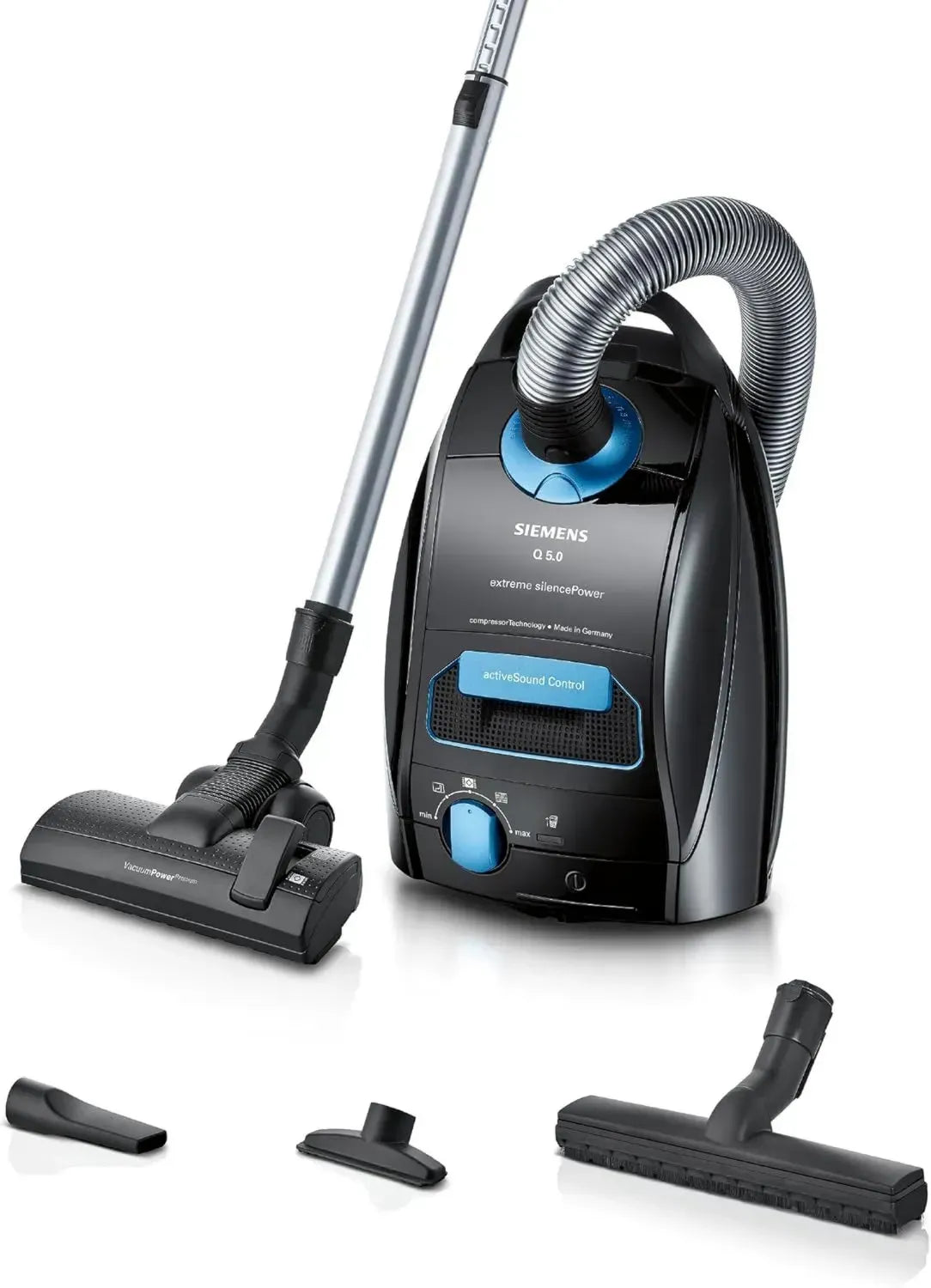 Siemens Staubsauger mit Beutel, leise & kraftvoll, ideal für Allergiker, 850W, schwarz