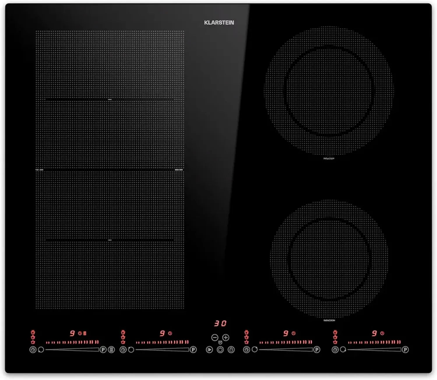 Klarstein 4-Zonen Induktionskochfeld, 60 cm Glaskeramik, 7200W, Touch-Steuerung, Überhitzungsschutz