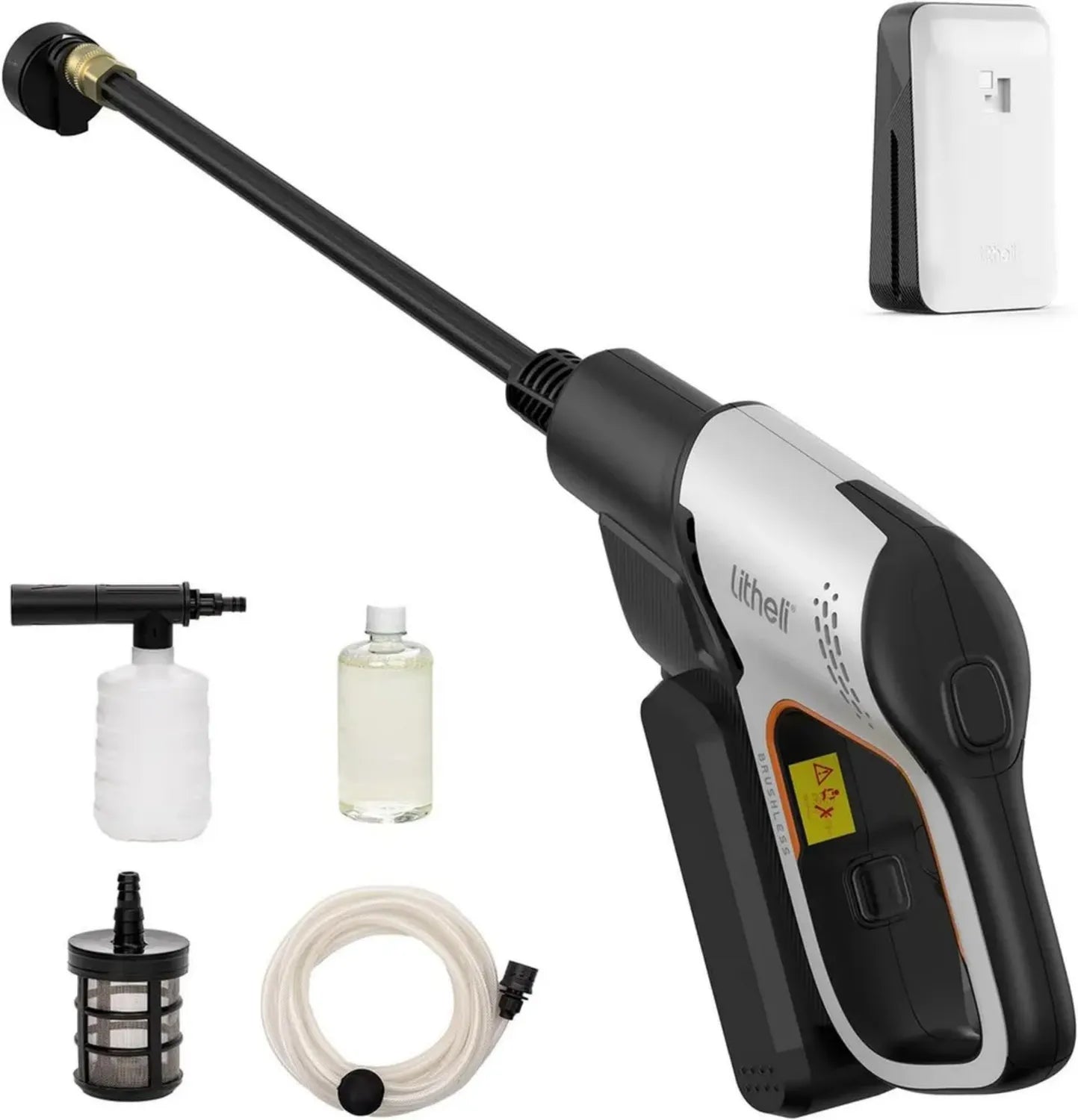 Kabelloser Hochdruckreiniger mit 4.0 Ah Akku, 42 bar, 5-in-1 Düse, für Auto- und Gartenpflege