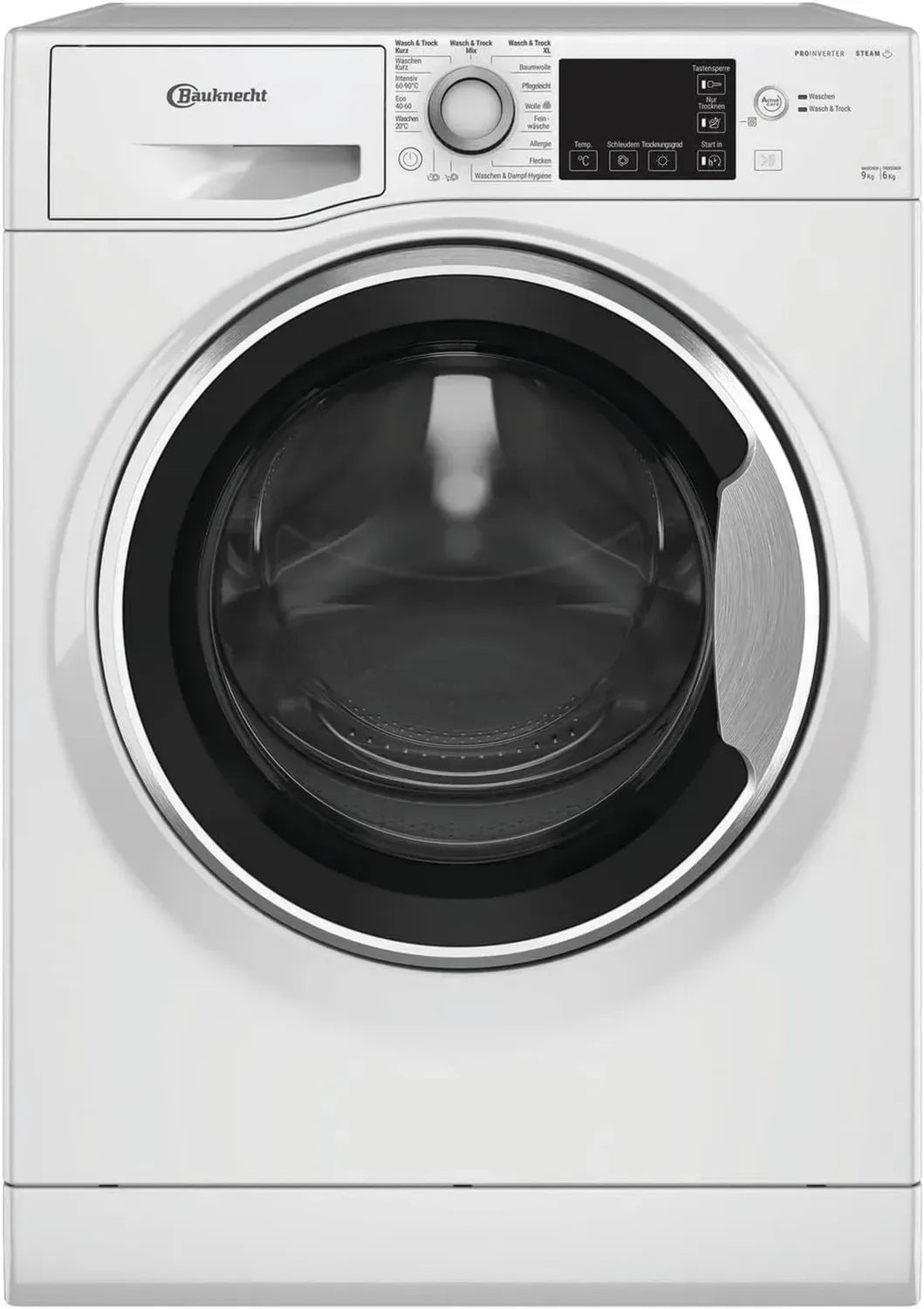 Bauknecht WADR 9614 D Waschtrockner 9/6 kg, Active Care Technologie, Anti-Allergie & Wollprogramm, Nachlegefunktion, Dynamic Inverter Motor, Weiß